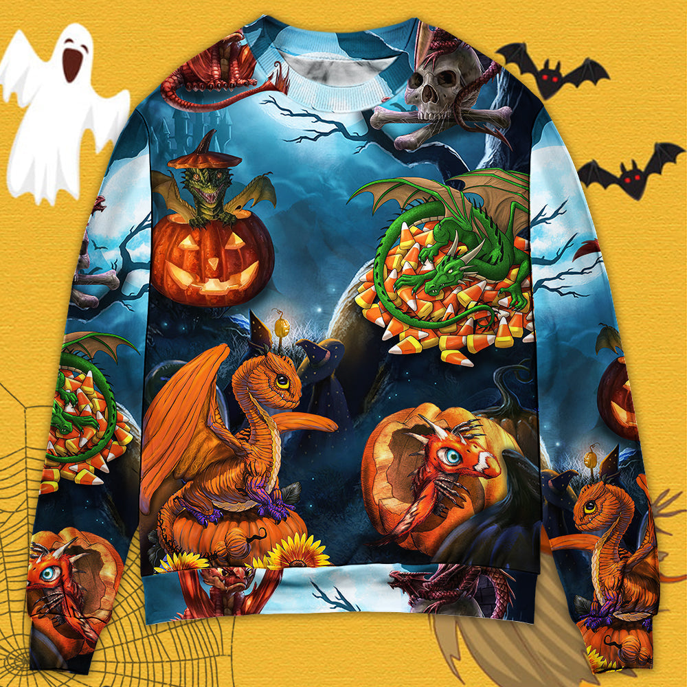 Halloween Dragon Pumpkin Night Art – Sweater - Ugly Christmas Sweater