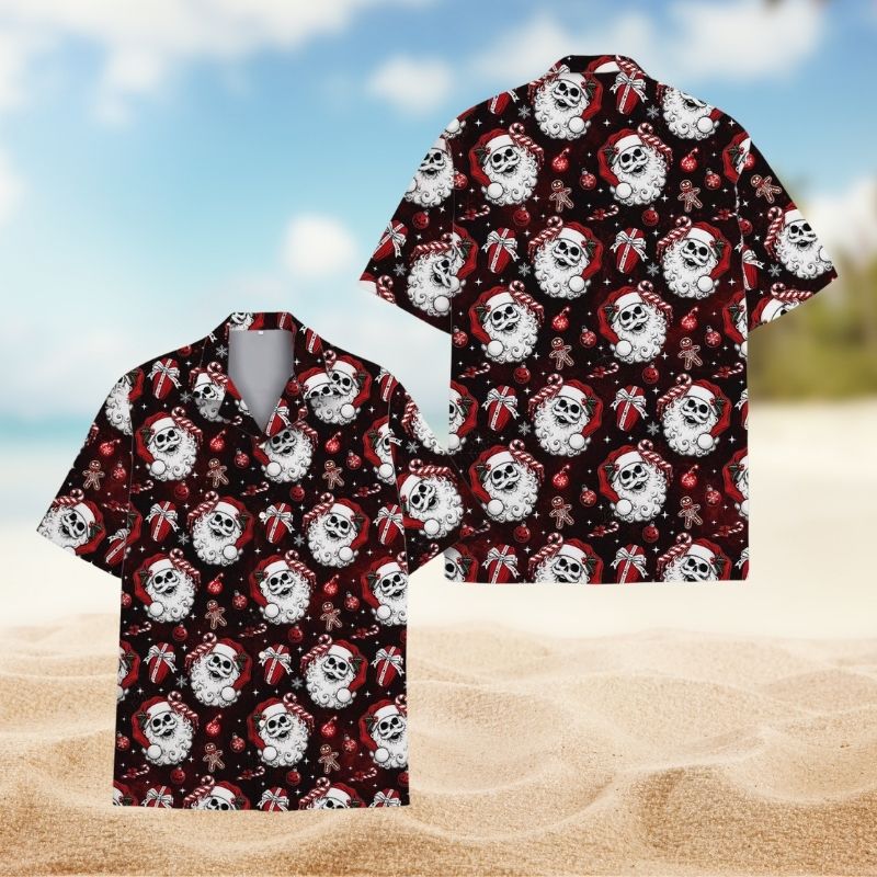 Skeleton Santa Spooky Gothic Christmas – Hawaiian Shirt