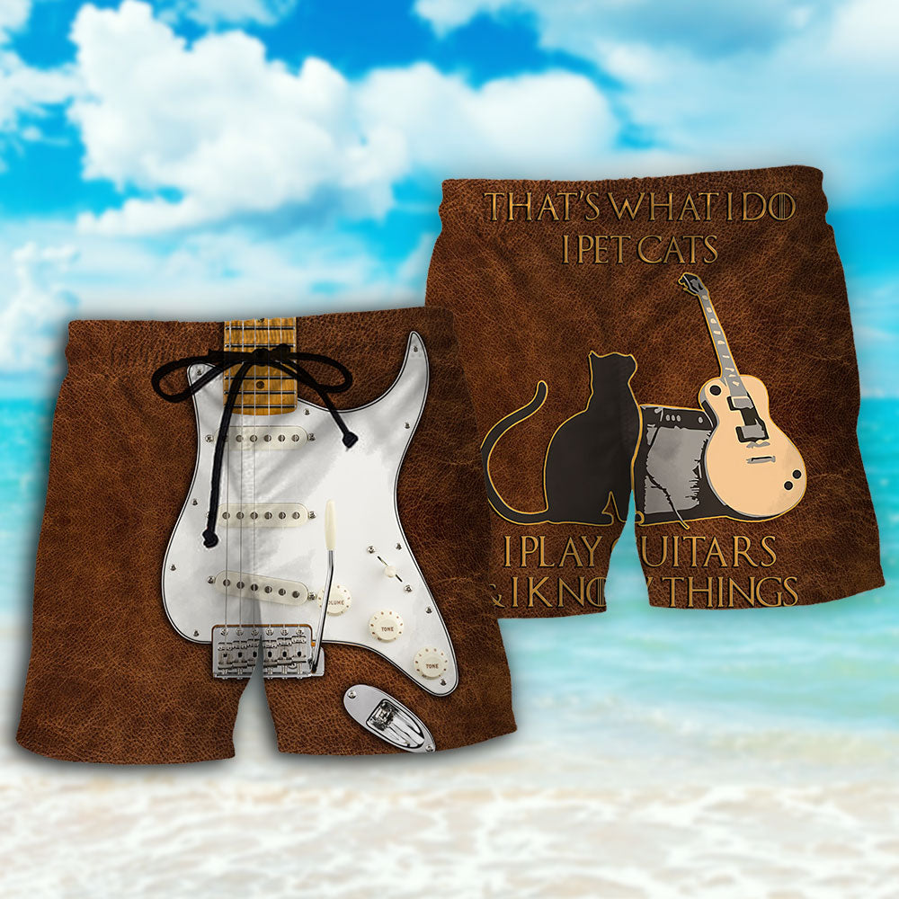 Guitar That's What I Do I Pet Cats - Beach Short - Owls Matrix LTD