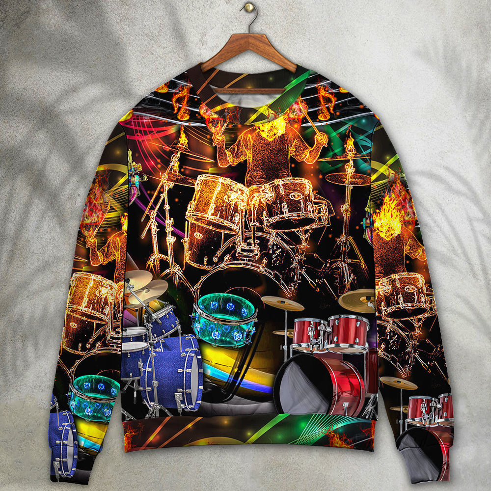 Drum Is My Life Colorful Light Art – Sweater - Ugly Christmas Sweater