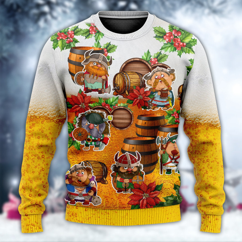 Viking Beer Lover Funny Christmas – Sweater - Ugly Christmas Sweater