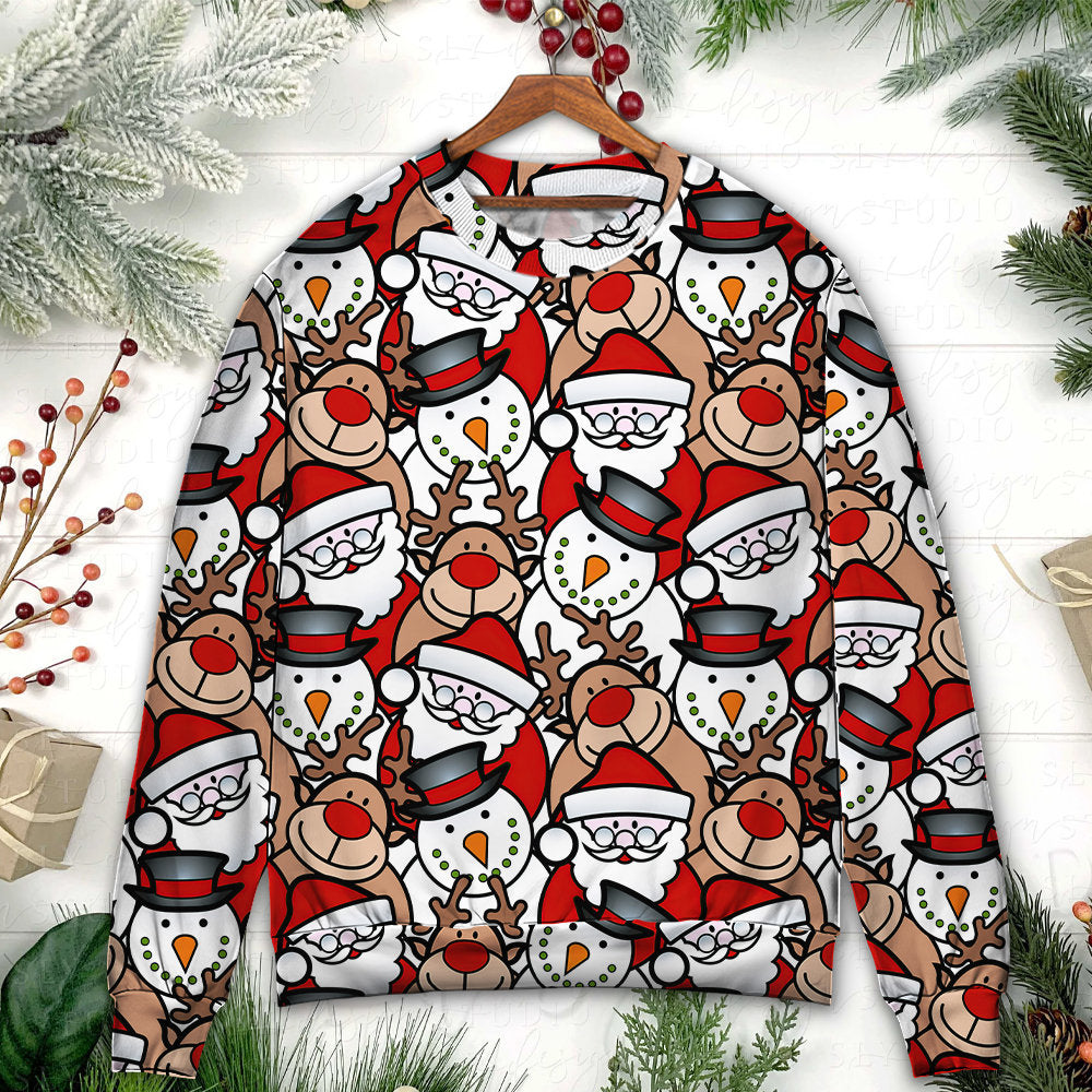 Christmas Cute Santa And Reindeer – Sweater - Ugly Christmas Sweater