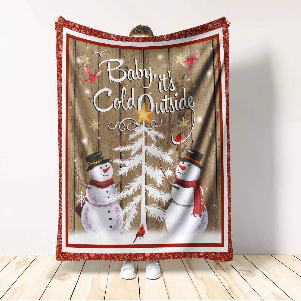 Cardinal Snowman Christmas Flannel Blanket For Soft Bed Couch And Home Comfort