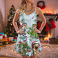 Christmas Dinosaurs Merry Xmas – Women's Summer Sleeveless V-Neck Camisole Dress