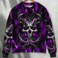 Dark Purple Fire Lightning Skull – Sweater - Ugly Christmas Sweater