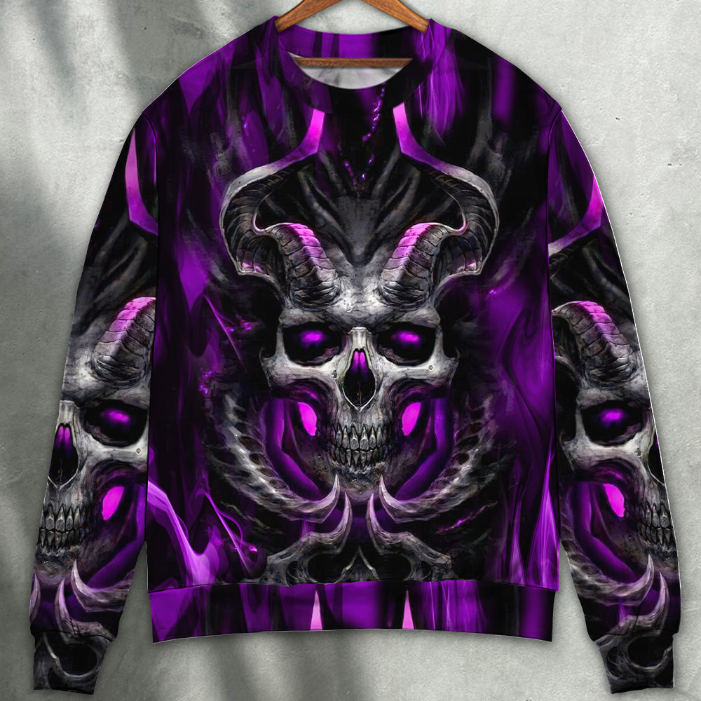 Dark Purple Fire Lightning Skull – Sweater - Ugly Christmas Sweater