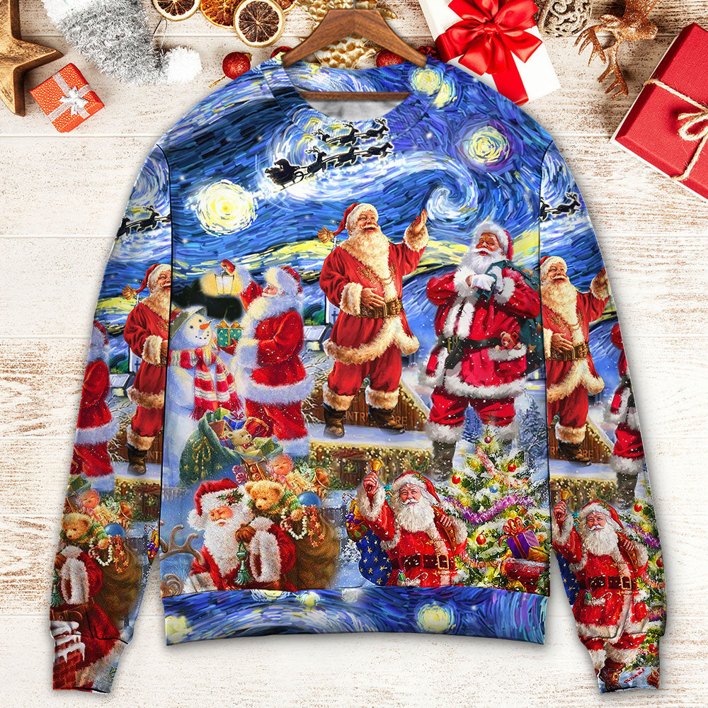 Christmas Santa Snowy Night Merry Xmas – Sweater - Ugly Christmas Sweater