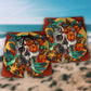Skull Floral Skull Hummingbird - Beach Short - Owls Matrix LTD