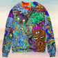 Hippie Cat Abstract Mind Art – Sweater - Ugly Christmas Sweater