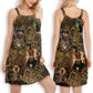 Vintage Cat Love Machine – Women's Summer Sleeveless V-Neck Camisole Dress