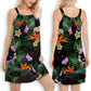 Cat Tropical Leaf Power – Women's Summer Sleeveless V-Neck Camisole Dress