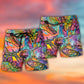 Dinosaur Art Colorful Style - Beach Short