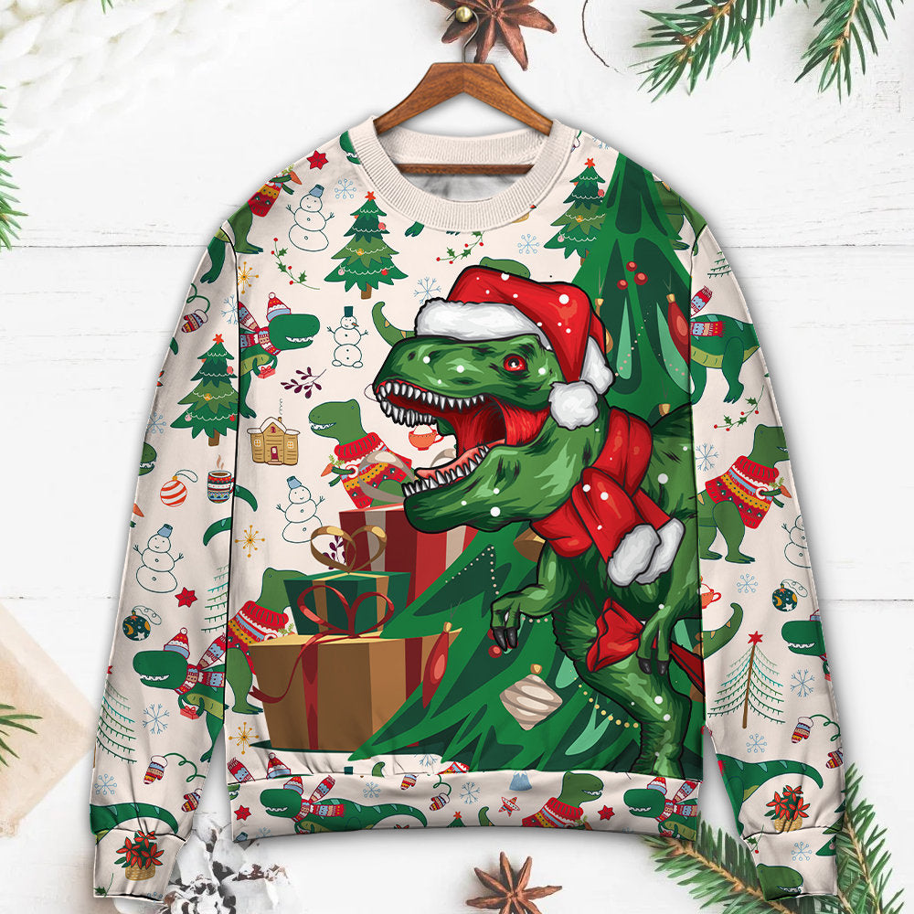 Christmas Dinosaurs Xmas Tree Merry Rexmas – Sweater - Ugly Christmas Sweater