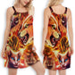 Cool Cat Playing With Fire – Women's Summer Sleeveless V-Neck Camisole Dress