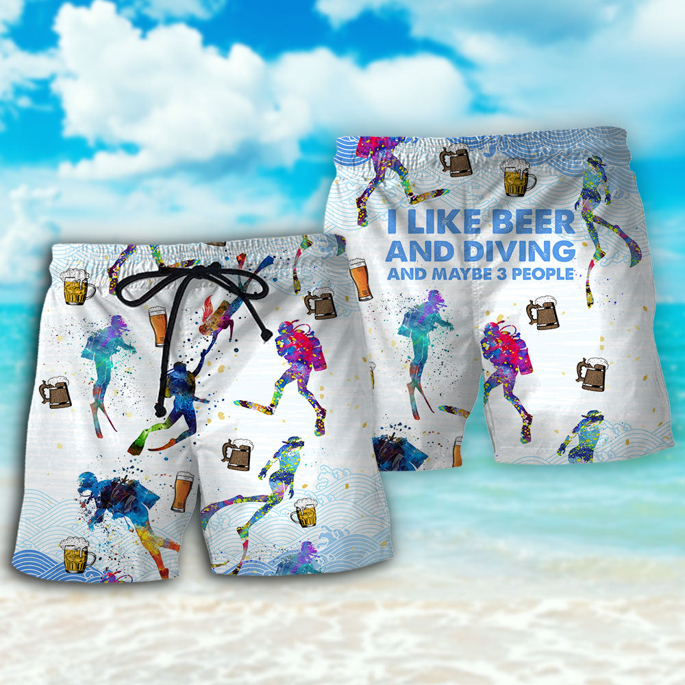 Beer And Diving Funny Quote – Beach Short