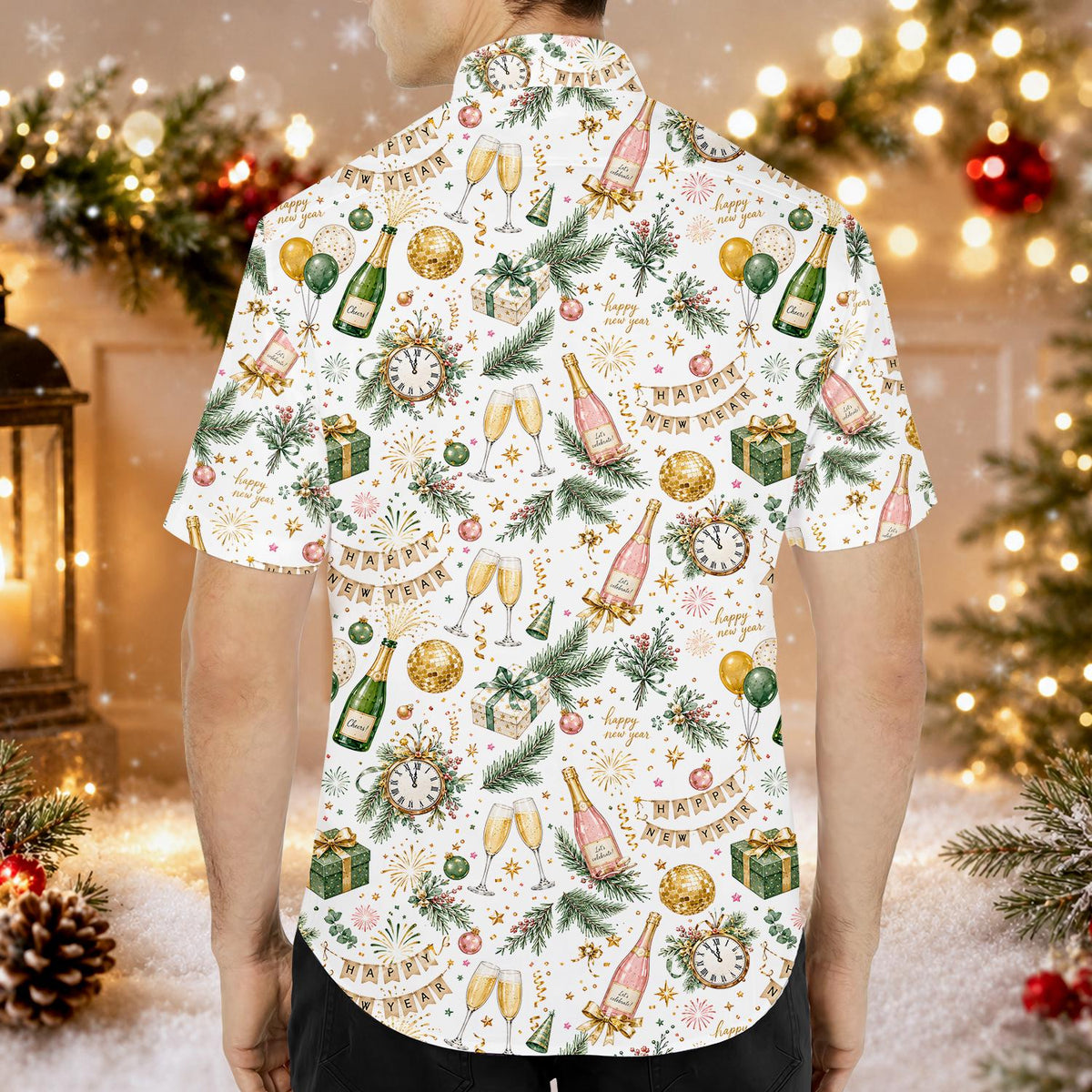 Happy New Year Champagne Bottle Countdown Celebration – Hawaiian Shirt