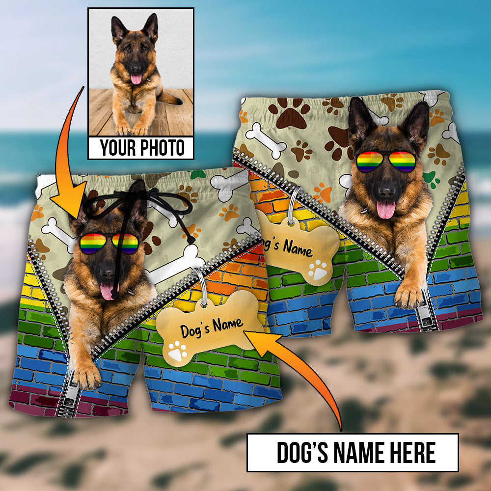 German Shepherd Dog Various Style Custom Photo Personalized - Beach Short - Owls Matrix LTD