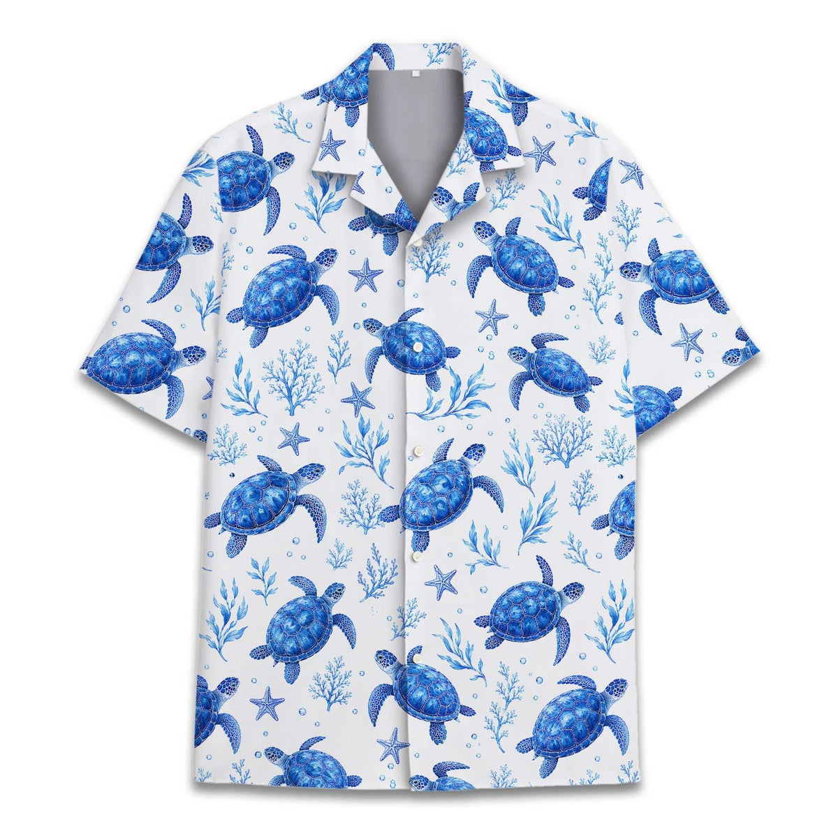 Sea Turtle Blue Ocean Watercolor Coral Reef – Hawaiian Shirt