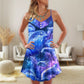 Dolphin Galaxy Neon Glow – Women's Summer Sleeveless V-Neck Camisole Dress