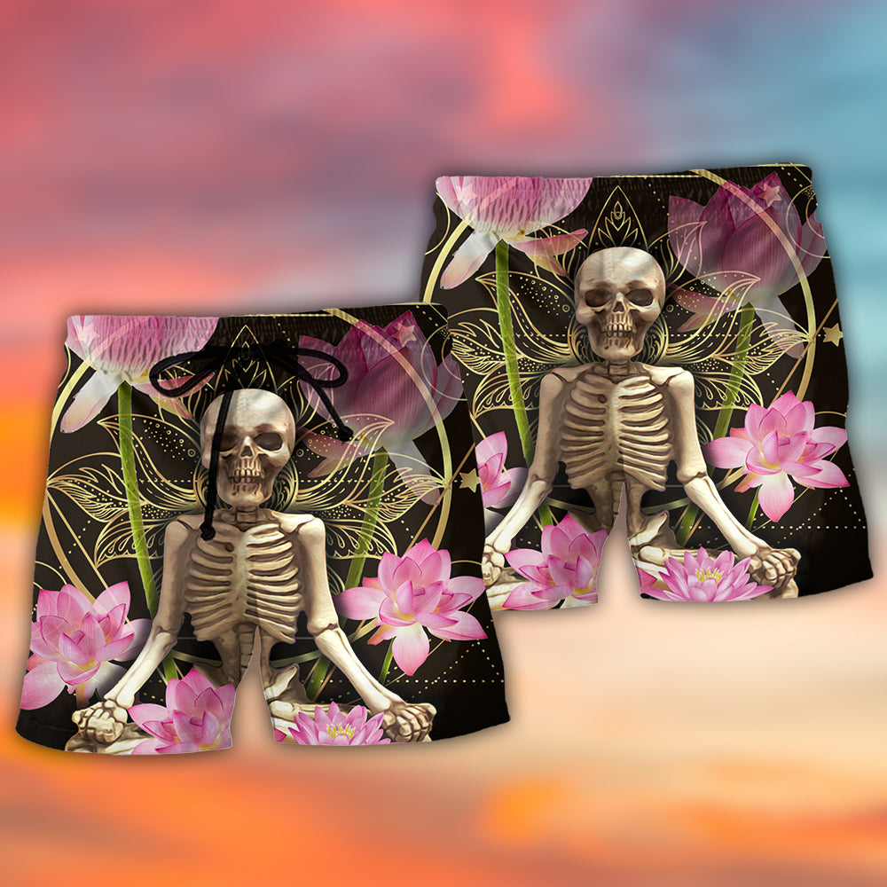 Skull Yoga Lighting Lotus Flower - Beach Short - Owls Matrix LTD