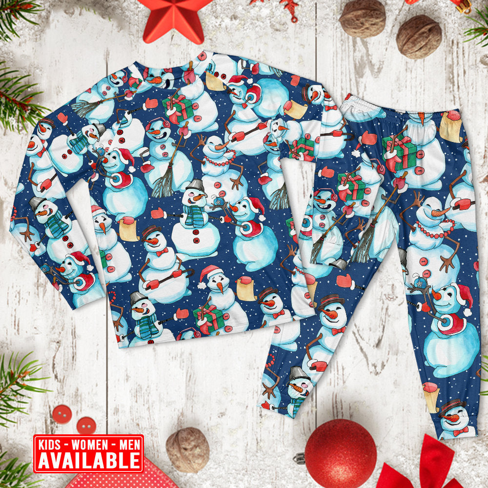 Christmas Happy Snowman Xmas - Pajamas Long Sleeve - Owls Matrix LTD