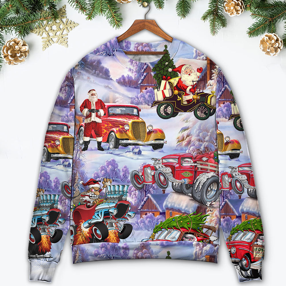 Santa Hot Rod Christmas Tree Style – Sweater - Ugly Christmas Sweater