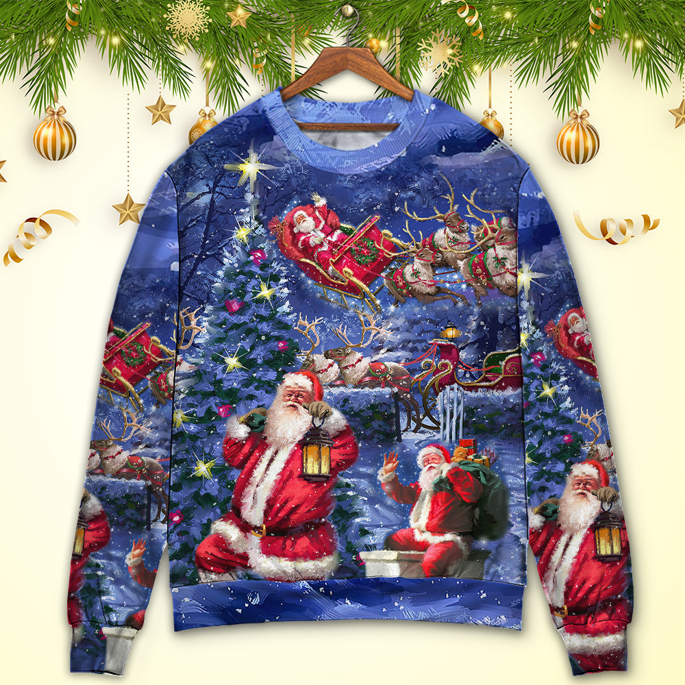 Christmas Santa Chilling Happy Xmas Light – Sweater - Ugly Christmas Sweater