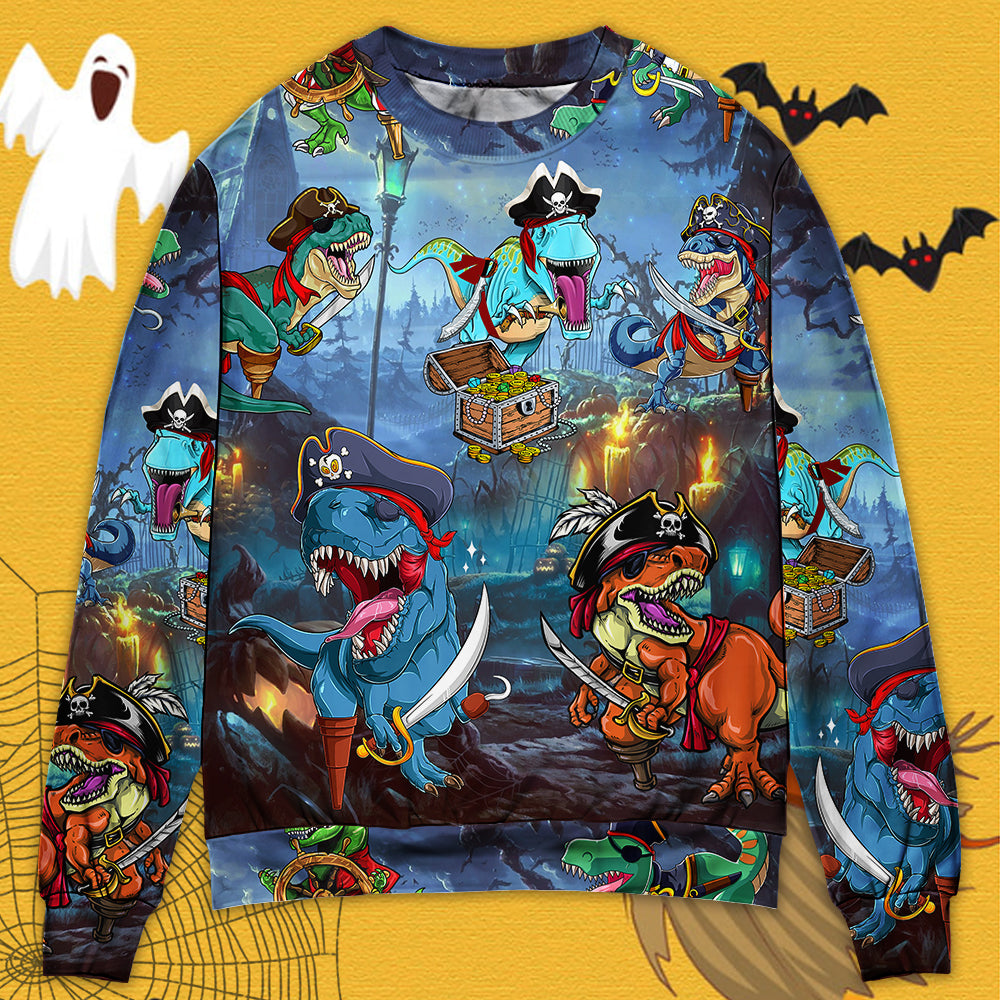 Halloween Pirate Dinosaur Fantasy Art – Sweater - Ugly Christmas Sweater