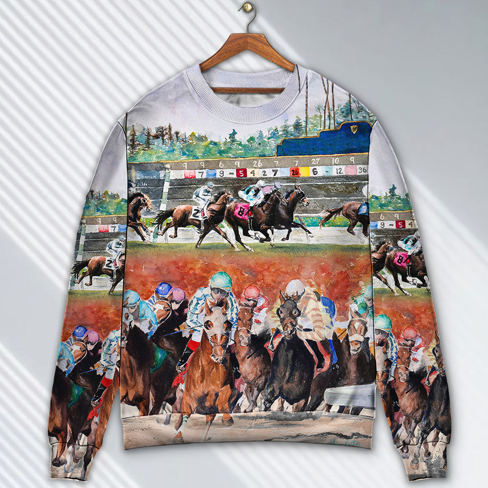 Horse Racing Wild Power Style – Sweater - Ugly Christmas Sweater