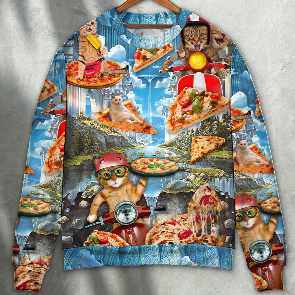 Funny Cat Pizza Lover Style – Sweater - Ugly Christmas Sweater