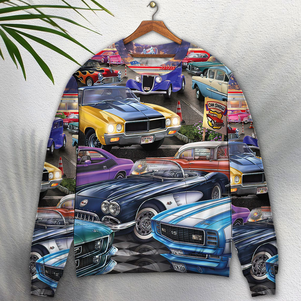 Classic Car Show Lifestyle Art – Sweater - Ugly Christmas Sweater