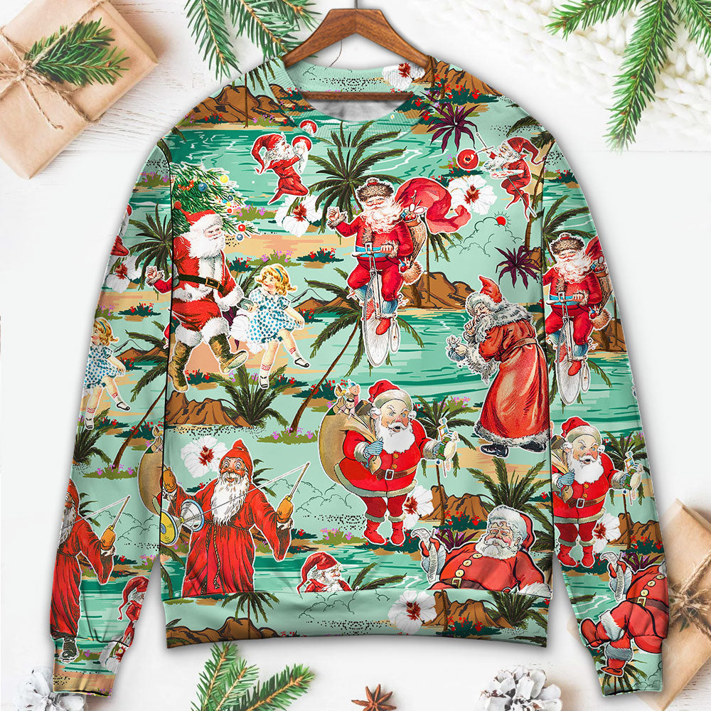 Christmas Santa Vacation Beach Joyful – Sweater - Ugly Christmas Sweater