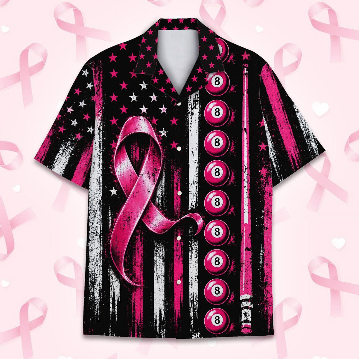 Pink Ribbon Billiards Breast Cancer Awareness 8 Ball – Hawaiian Shirt