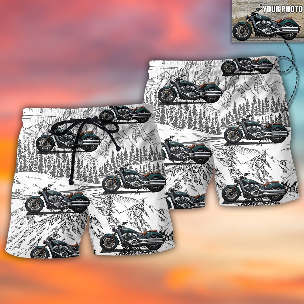 Motorcycle My Sweet Lover Custom Photo - Beach Short - Owls Matrix LTD