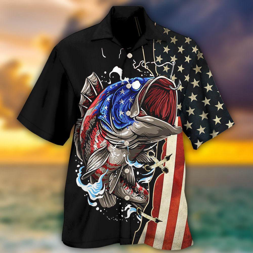 Patriotic Fishing Independence - Hawaiian Shirt