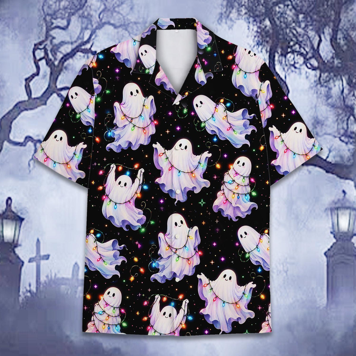 Christmas Ghost Spooky Holiday Lights Creepmas – Hawaiian Shirt