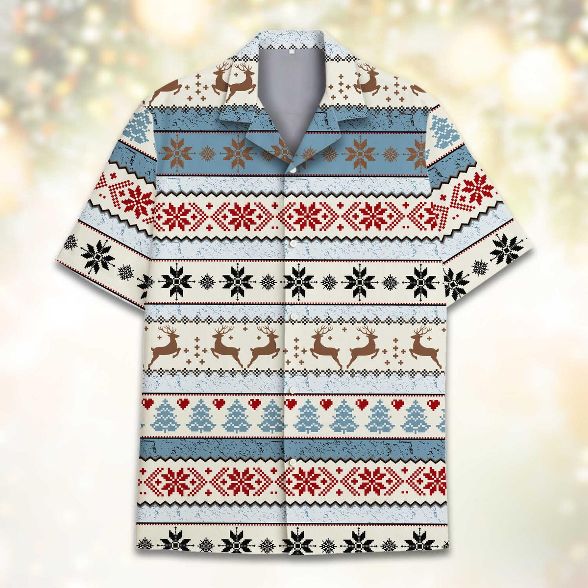 Reindeer Christmas Nordic Snowflake Tree Ugly Sweater – Hawaiian Shirt