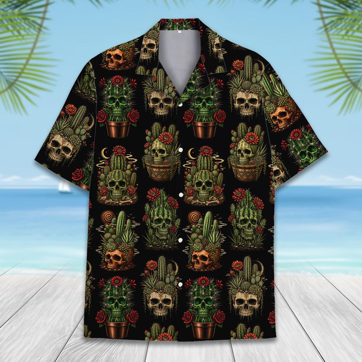 Gothic Cactus Skull Desert Succulent Floral – Hawaiian Shirt