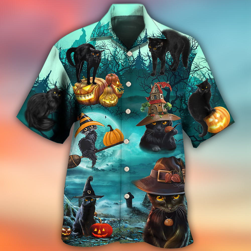 Halloween Black Cat Pumpkin Scare – Hawaiian Shirt