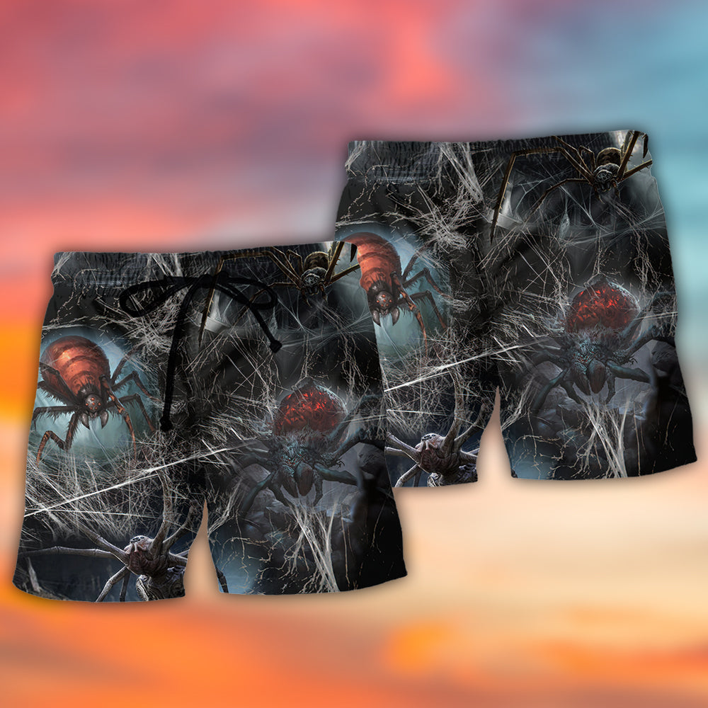 Halloween Spider Dark Scary Art - Beach Short