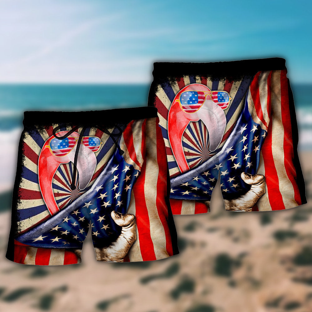 Flamingo Independence Day - Beach Short - Owls Matrix LTD