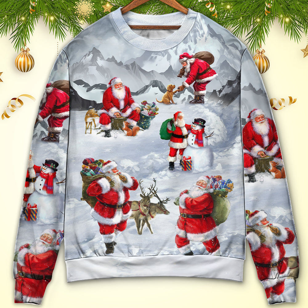 Christmas Santa Snow Mountain Art – Sweater - Ugly Christmas Sweater