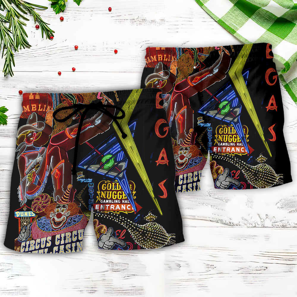Gambling Vintage Casino Neon Lights – Beach Short