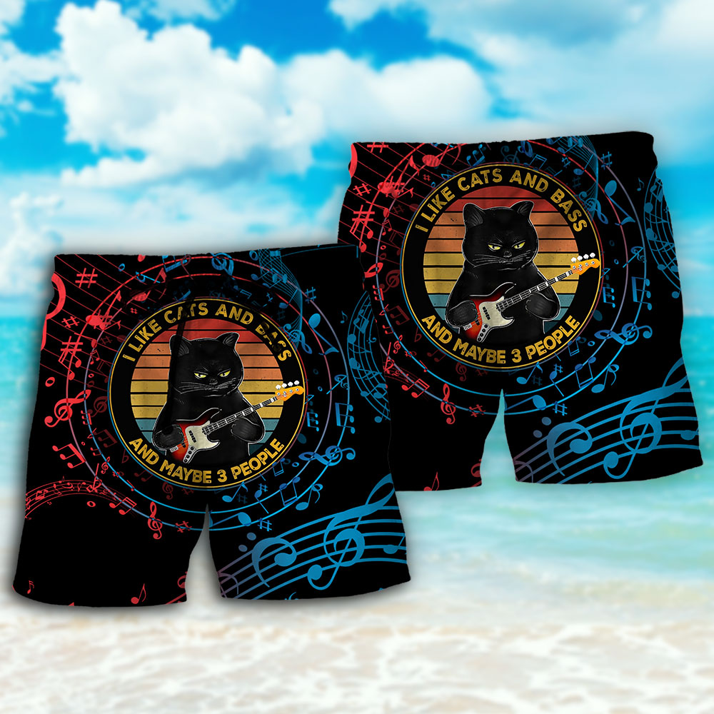 Guitar I Like Cats And Bass - Beach Short - Owls Matrix LTD