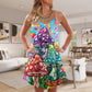 Hippie Mushroom Colorful Happy Life – Women's Summer Sleeveless V-Neck Camisole Dress