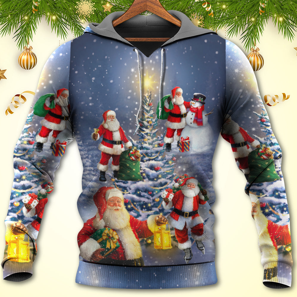 Christmas Santa Love Light Xmas Tree - Hoodie