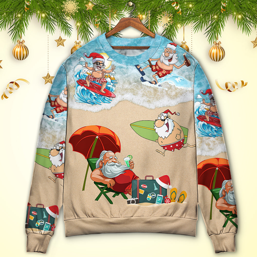 Christmas Santa Beach Holiday Style – Sweater - Ugly Christmas Sweater