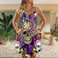 Skull Mushroom Psychedelic Magic – Women's Summer Sleeveless V-Neck Camisole Dress