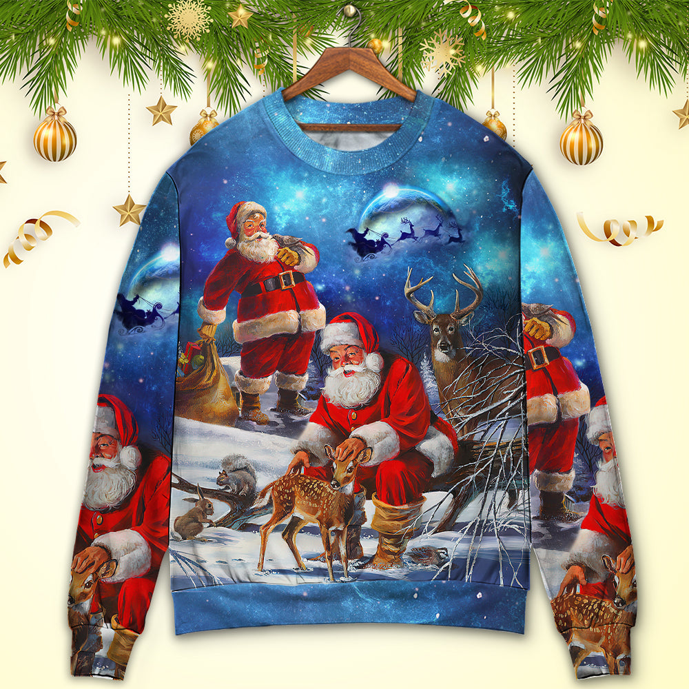 Christmas Santa Xmas Is Coming Night Art – Sweater - Ugly Christmas Sweater
