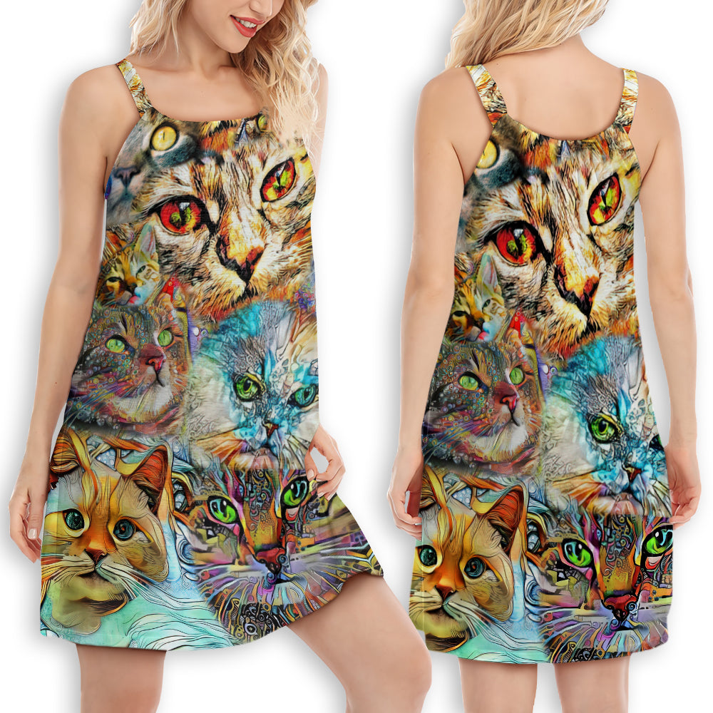 True Love For Cats – Women's Summer Sleeveless V-Neck Camisole Dress